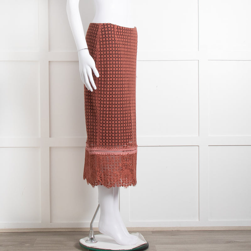 Dorothee Schumacher Brown Lace Pencil Skirt