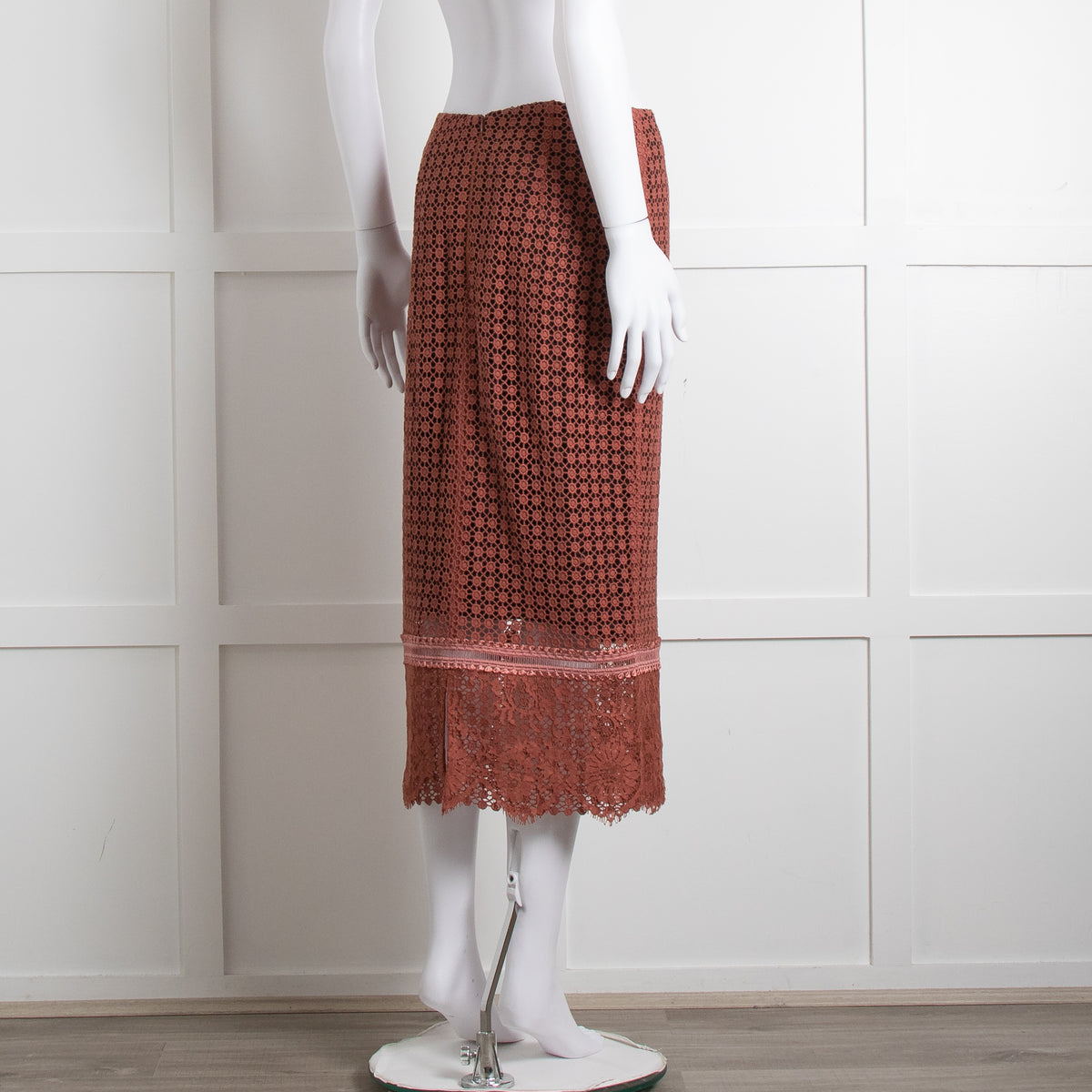 Dorothee Schumacher Brown Lace Pencil Skirt