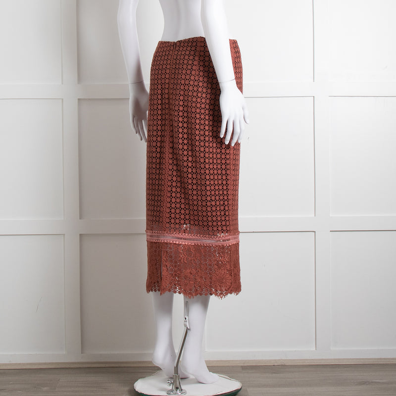 Dorothee Schumacher Brown Lace Pencil Skirt