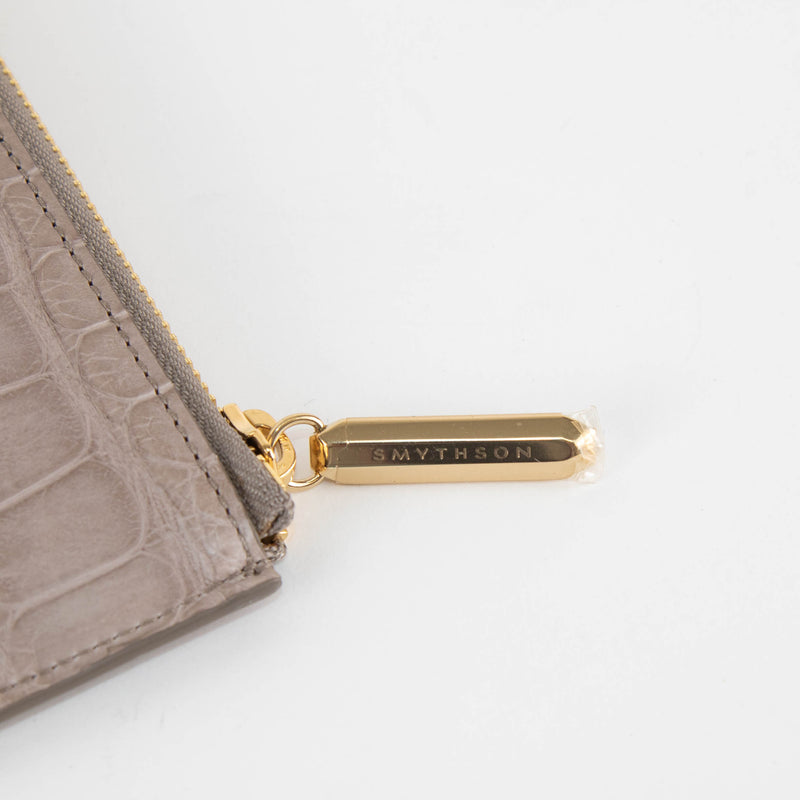 Smythson Taupe Croc Embossed Travel Organizer Wallet
