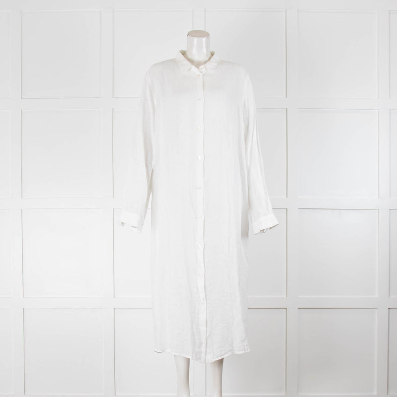 Emporio Sirenuse White Linen Long Shirt Dress