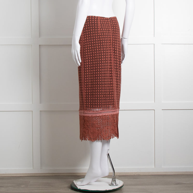 Dorothee Schumacher Brown Lace Pencil Skirt