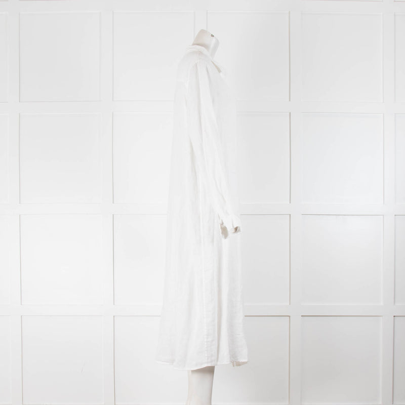 Emporio Sirenuse White Linen Long Shirt Dress