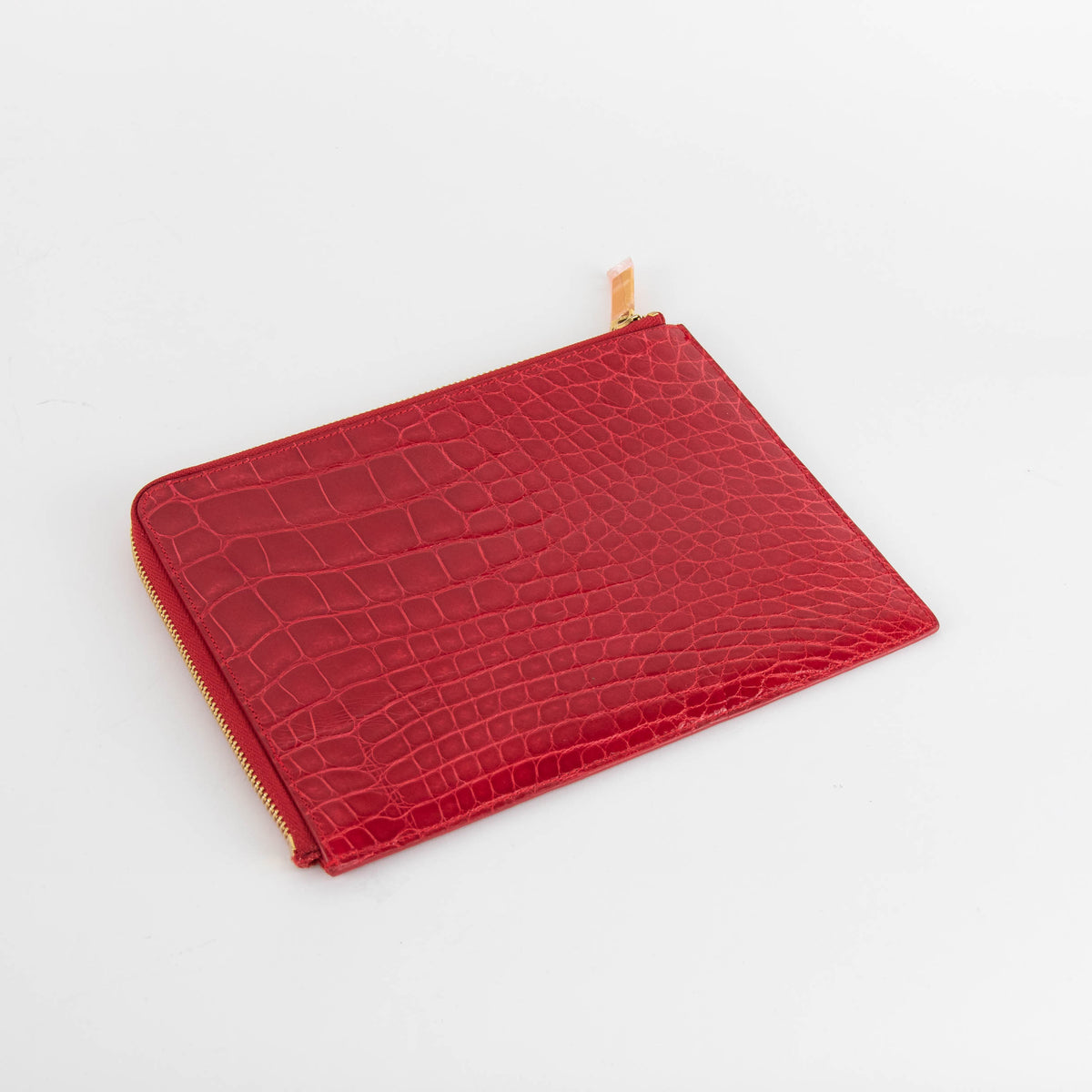 Smythson Red Croc Embossed Travel Organizer Wallet