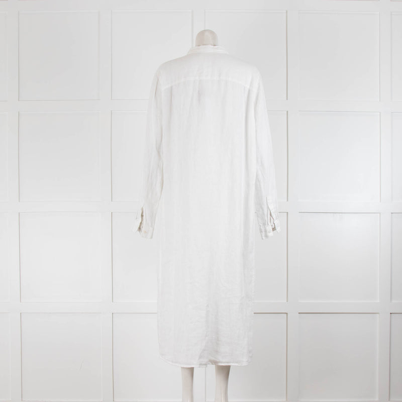 Emporio Sirenuse White Linen Long Shirt Dress