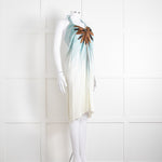 Maria Grachvogel Cream Blue Silk Halter Neck Dress