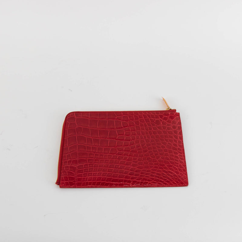 Smythson Red Croc Embossed Travel Organizer Wallet