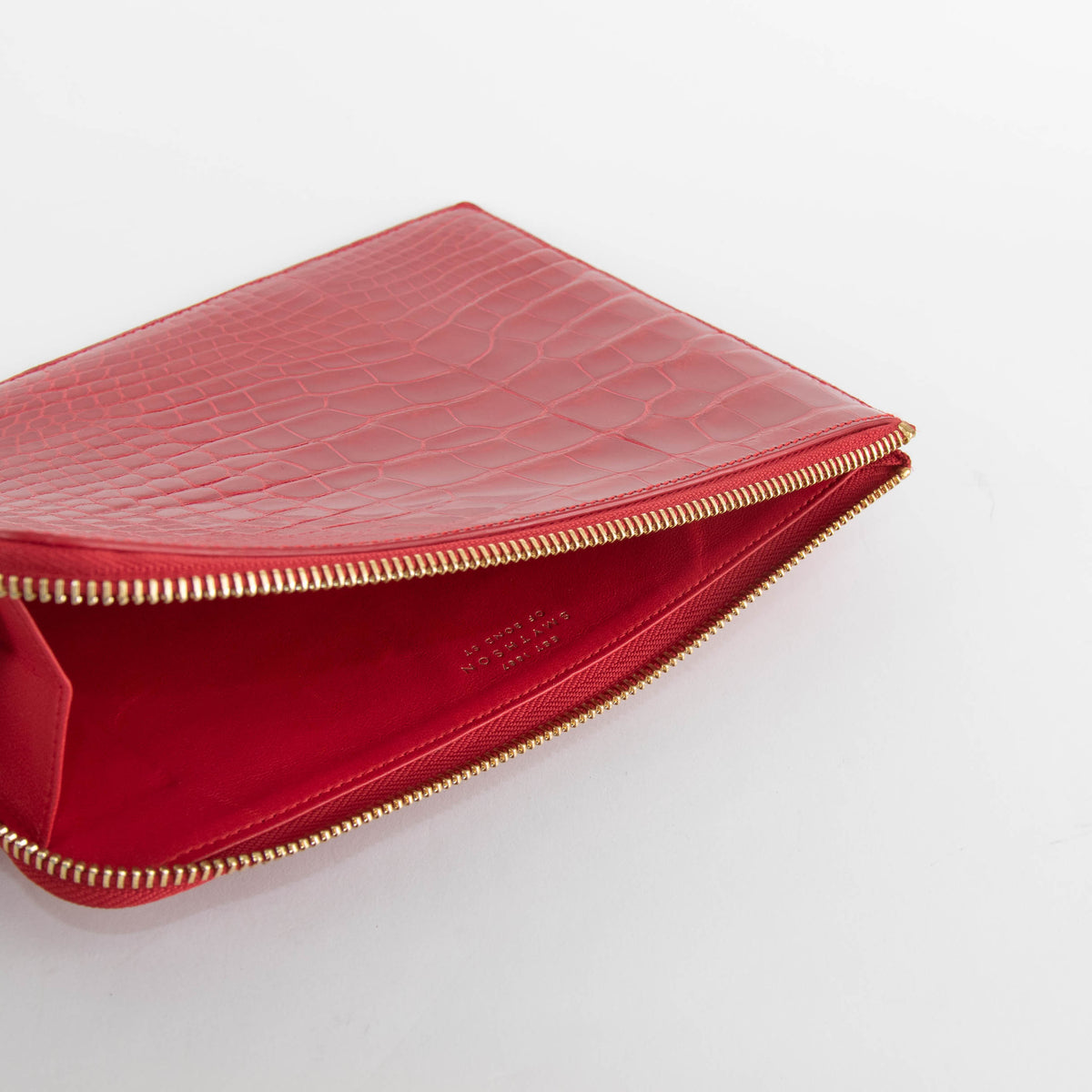 Smythson Red Croc Embossed Travel Organizer Wallet