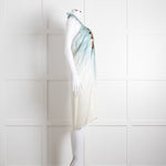 Maria Grachvogel Cream Blue Silk Halter Neck Dress