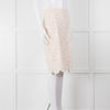 J Crew White Laser Cut Peach Lining  Cotton Midi Skirt