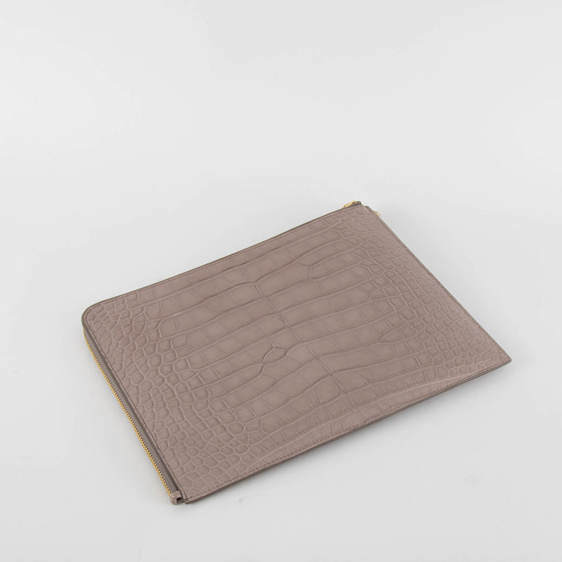 Smythson Taupe Croc Embossed iPad Cover