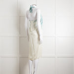 Maria Grachvogel Cream Blue Silk Halter Neck Dress