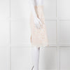 J Crew White Laser Cut Peach Lining  Cotton Midi Skirt