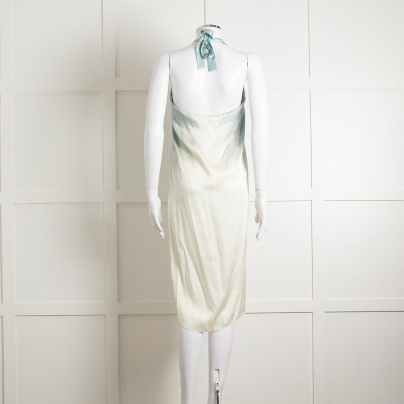 Maria Grachvogel Cream Blue Silk Halter Neck Dress