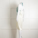 Maria Grachvogel Cream Blue Silk Halter Neck Dress