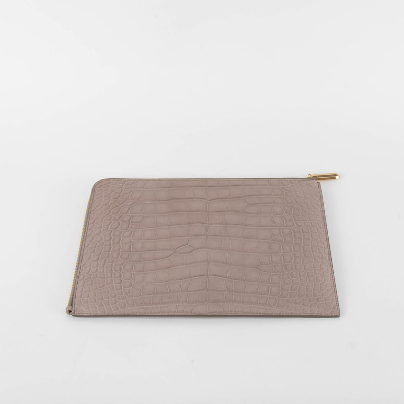 Smythson Taupe Croc Embossed iPad Cover