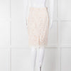 J Crew White Laser Cut Peach Lining  Cotton Midi Skirt