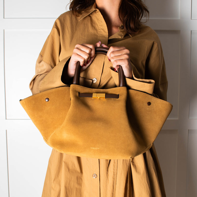 DeMellier New York Gold Tan Suede Midi Tote