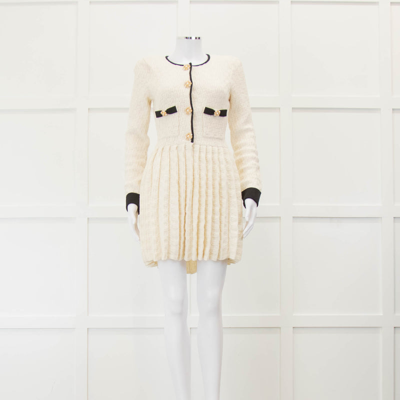Self-Portrait Cream Weave Knit Mini Dress