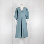 Rixo Green Black Blue Check Dress With Peter Pan Collars