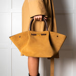 DeMellier New York Gold Tan Suede Midi Tote