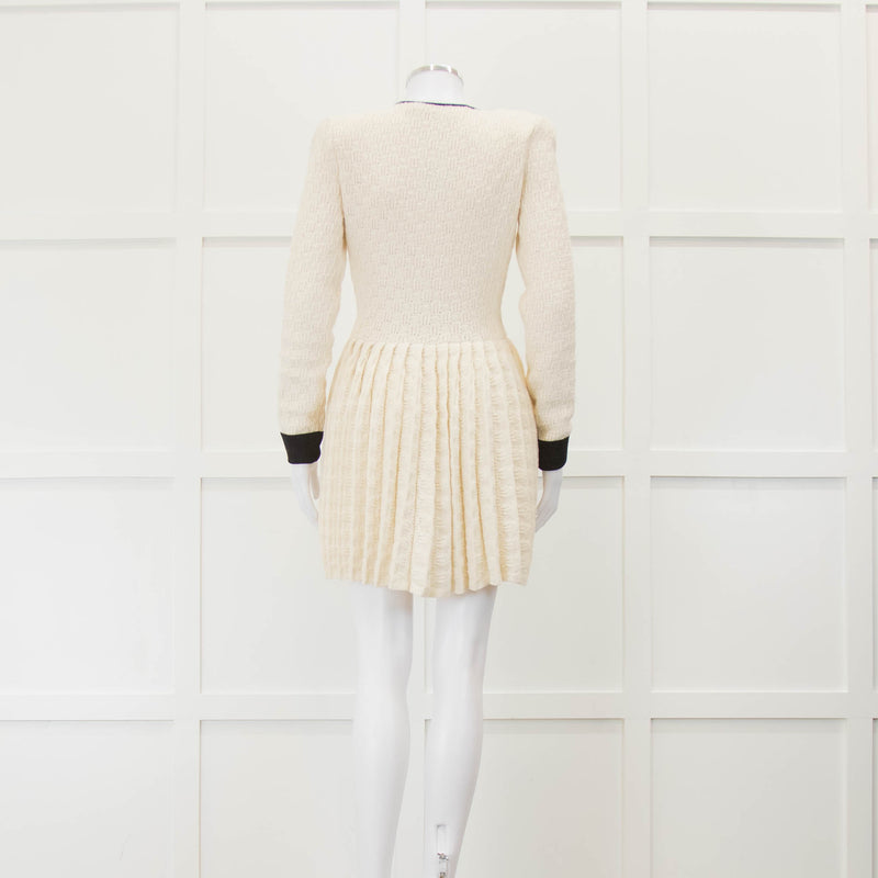 Self-Portrait Cream Weave Knit Mini Dress