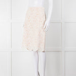 J Crew White Laser Cut Peach Lining  Cotton Midi Skirt