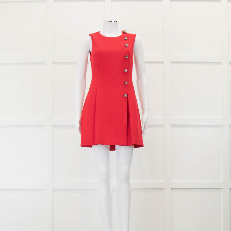 Self-Portrait Red Wool Crepe Mini Dress