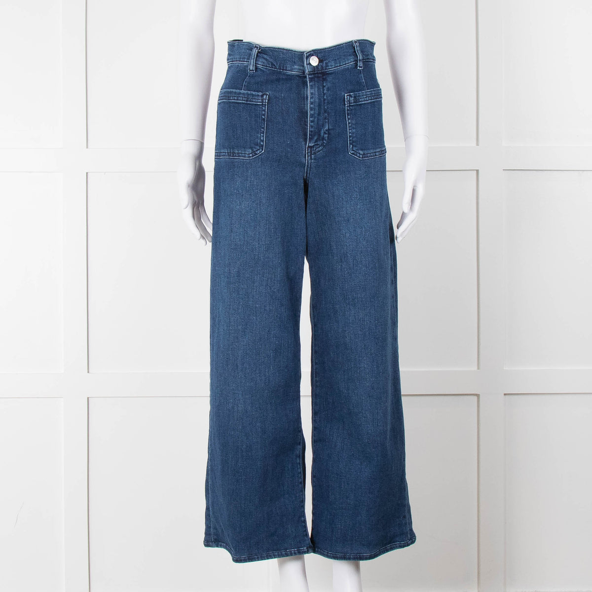 Frame Blue Le Slim Palazzo Wide Cropped Jeans