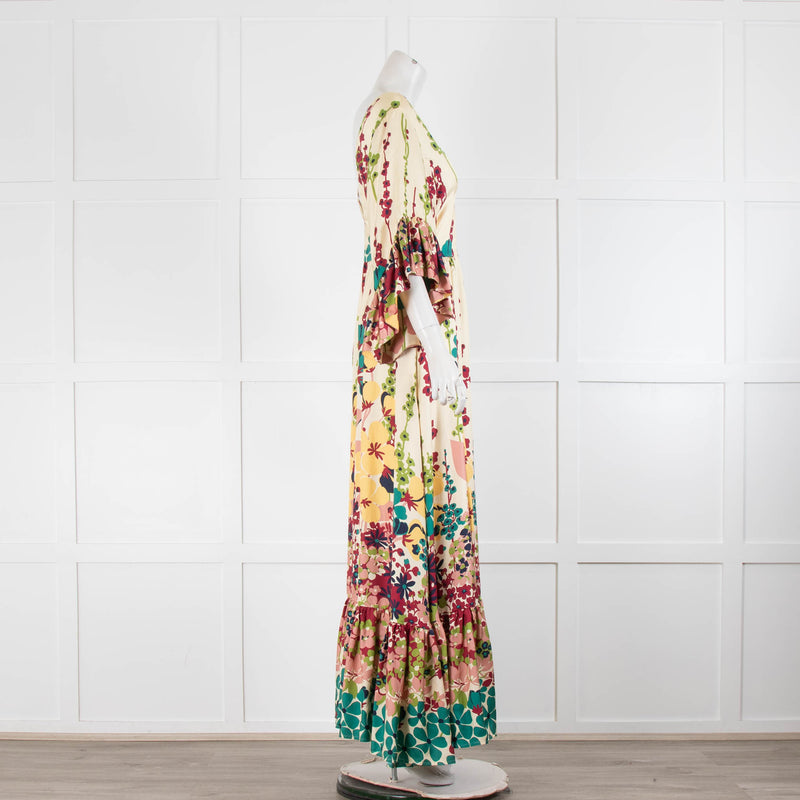 La Double J Bella Silk Yellow Multicolour Maxi Dress