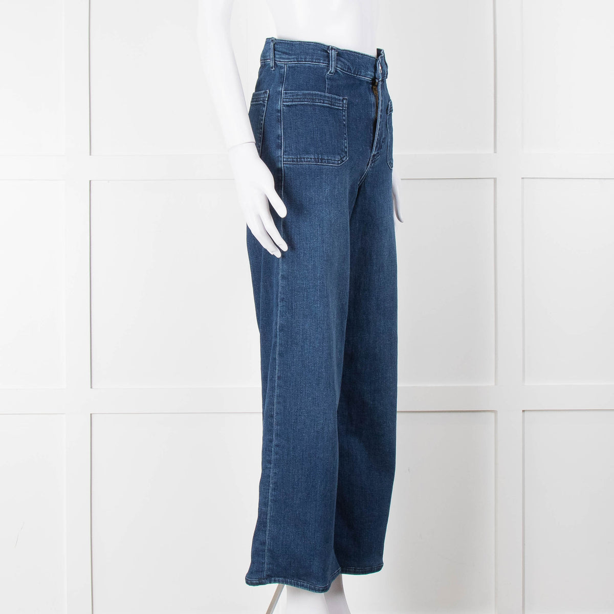 Frame Blue Le Slim Palazzo Wide Cropped Jeans
