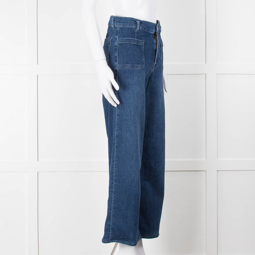 Frame Blue Le Slim Palazzo Wide Cropped Jeans