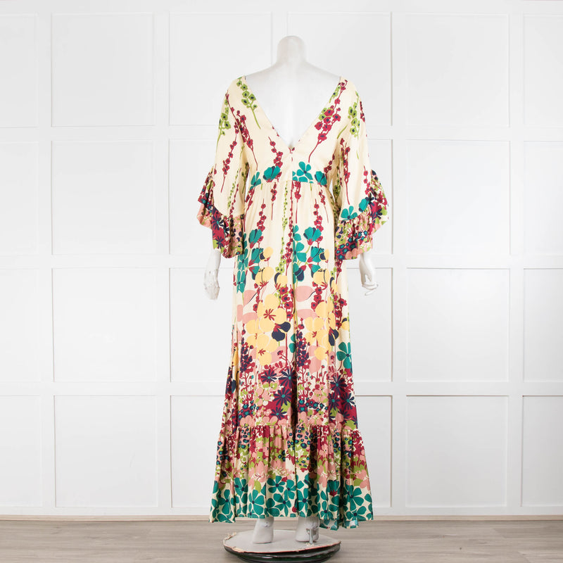 La Double J Bella Silk Yellow Multicolour Maxi Dress