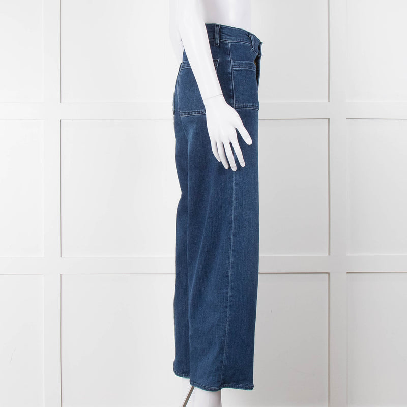 Frame Blue Le Slim Palazzo Wide Cropped Jeans