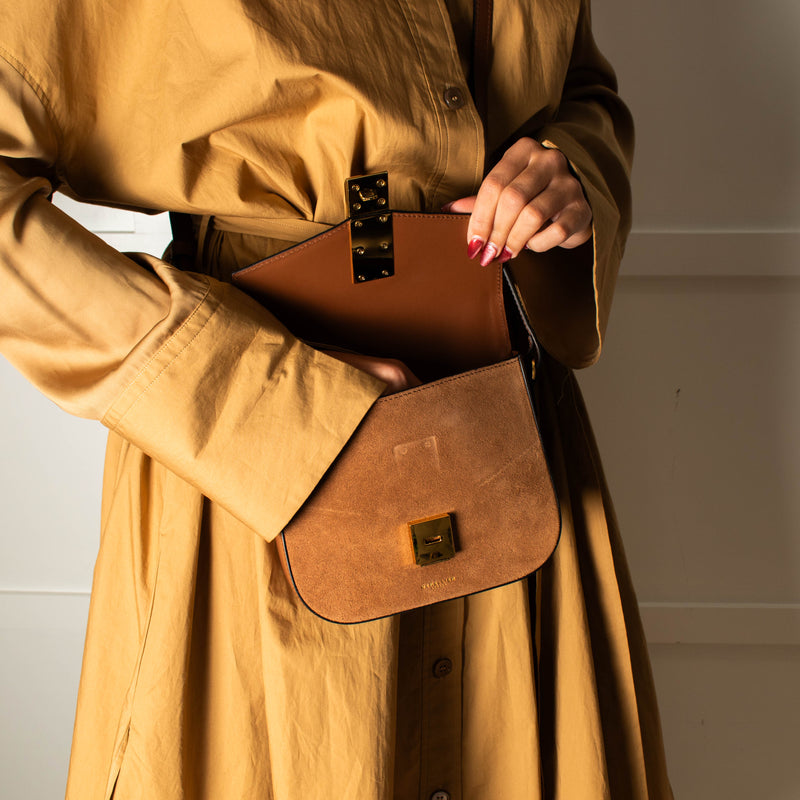 DeMellier Vancouver Small Brown Suede  Crossbody