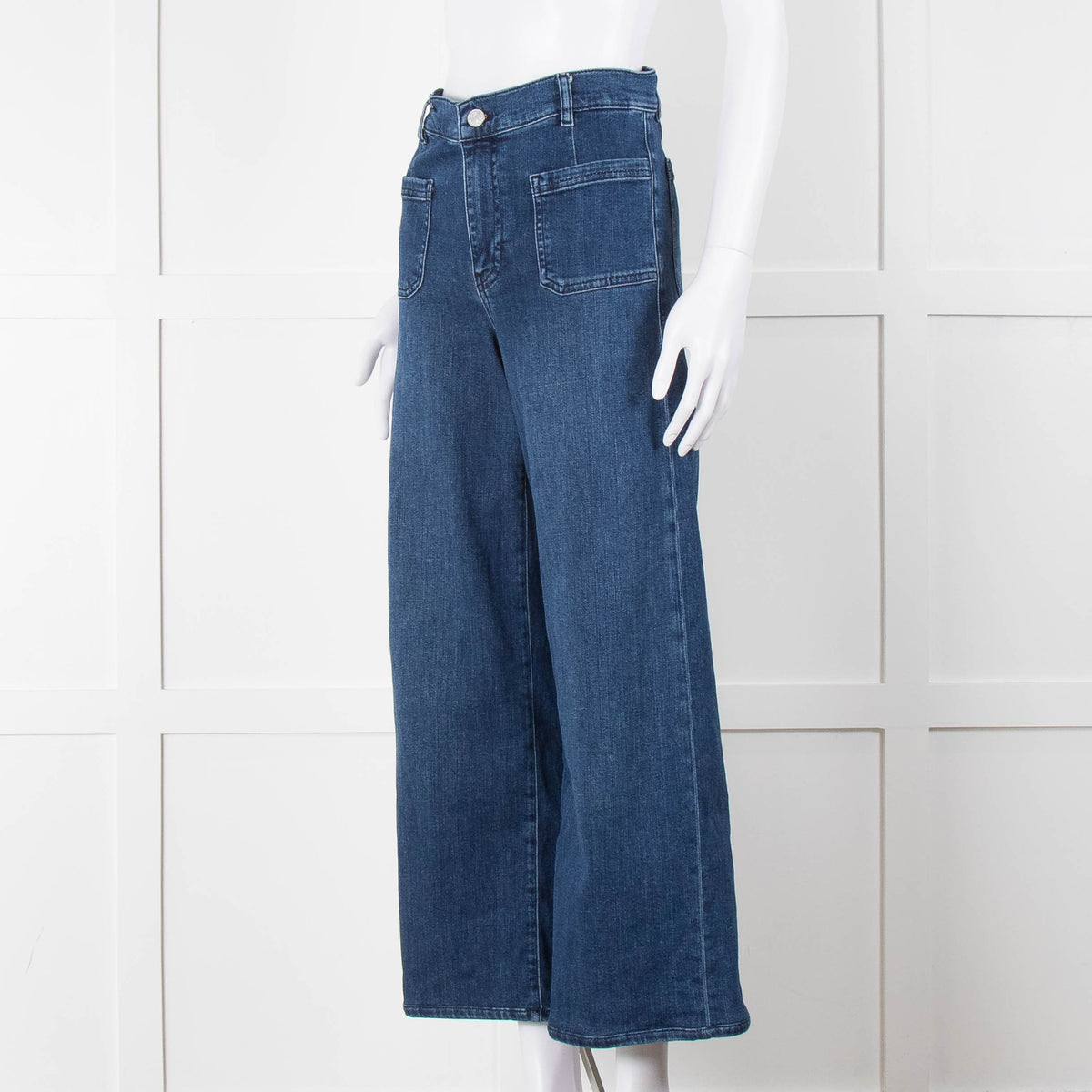 Frame Blue Le Slim Palazzo Wide Cropped Jeans