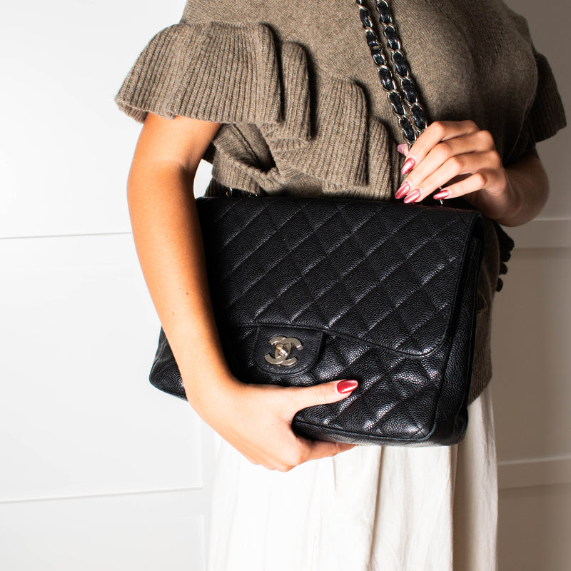 Chanel Jumbo Black Caviar Single Flap Bag