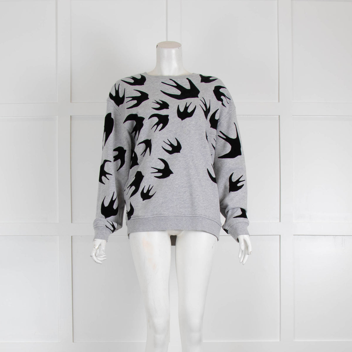 McQ Grey Sweatshirt with Black Swallows