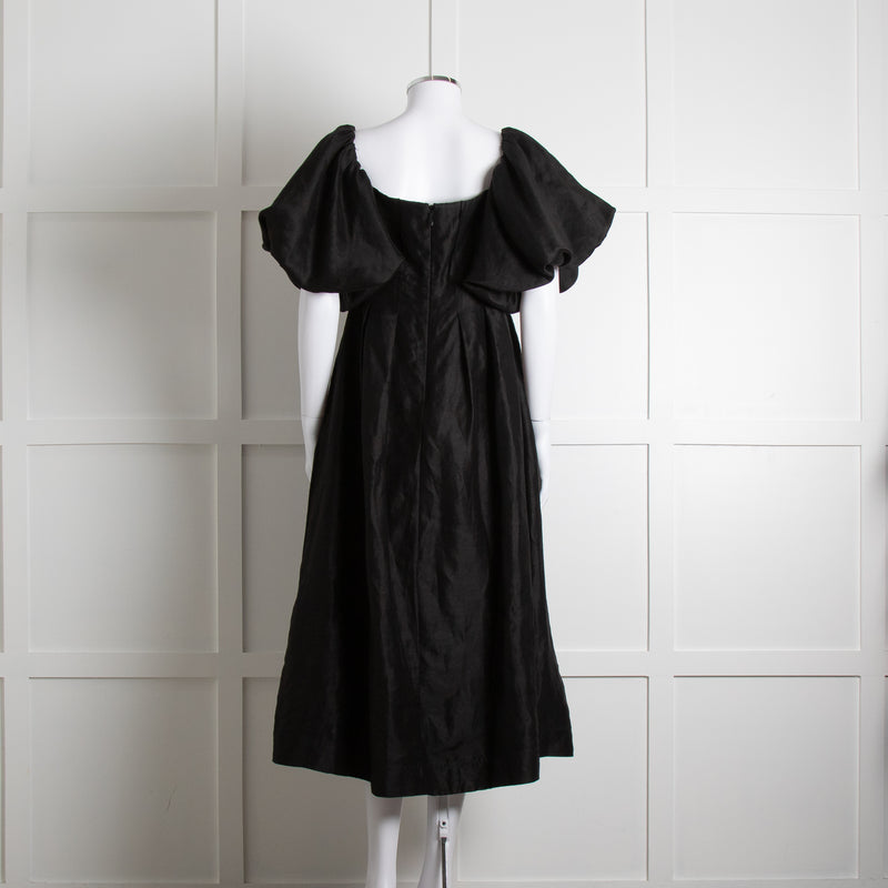 Aje Black Puffed Off The Shoulder Sleeves Midi Dress