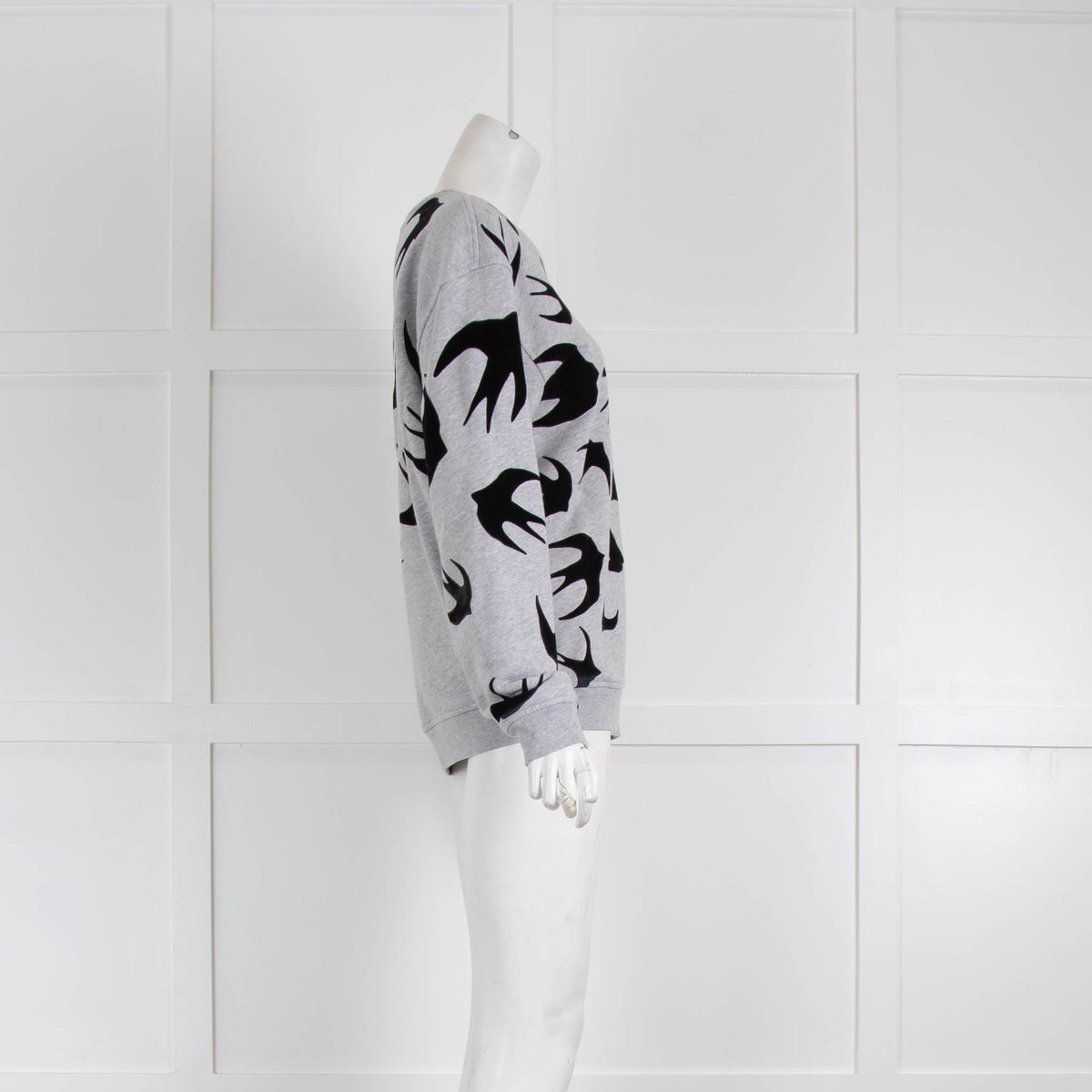 McQ Grey Sweatshirt with Black Swallows
