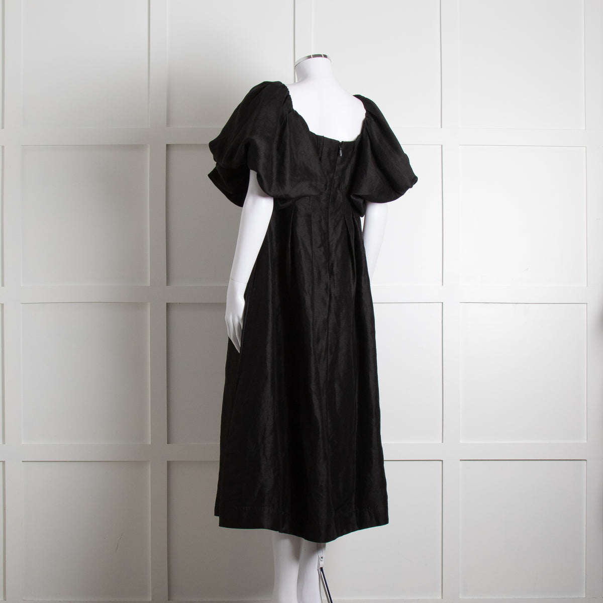 Aje Black Puffed Off The Shoulder Sleeves Midi Dress