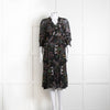 Ba & Sh Black Multi Colour Floral Sheer Long Sleeve Dress With Slip