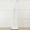 Halpern White Sequin Side Zip Wide Leg Trousers