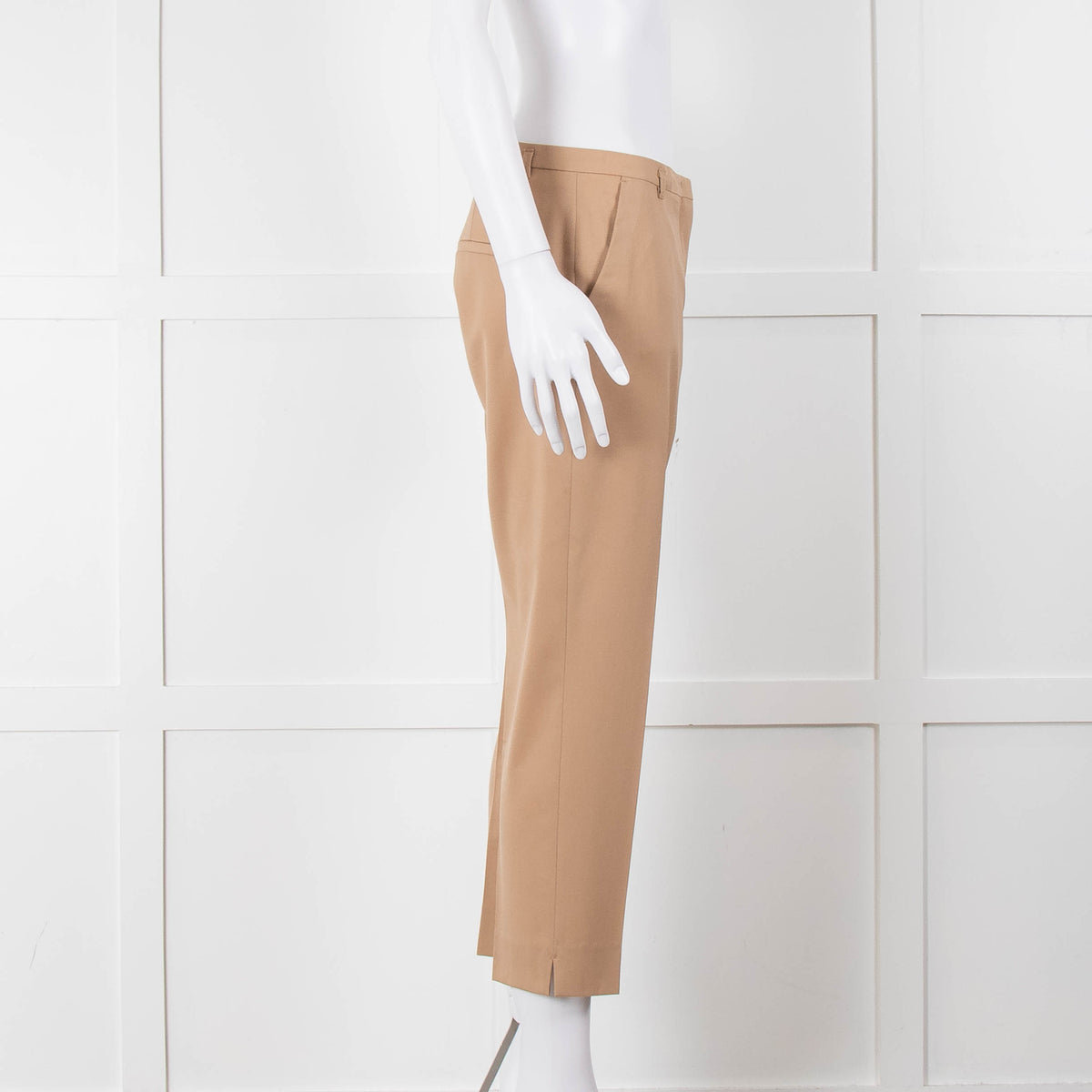Schumacher Beige Cream Inner Leg Trim Wool Blend Trousers
