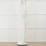 Halpern White Sequin Side Zip Wide Leg Trousers