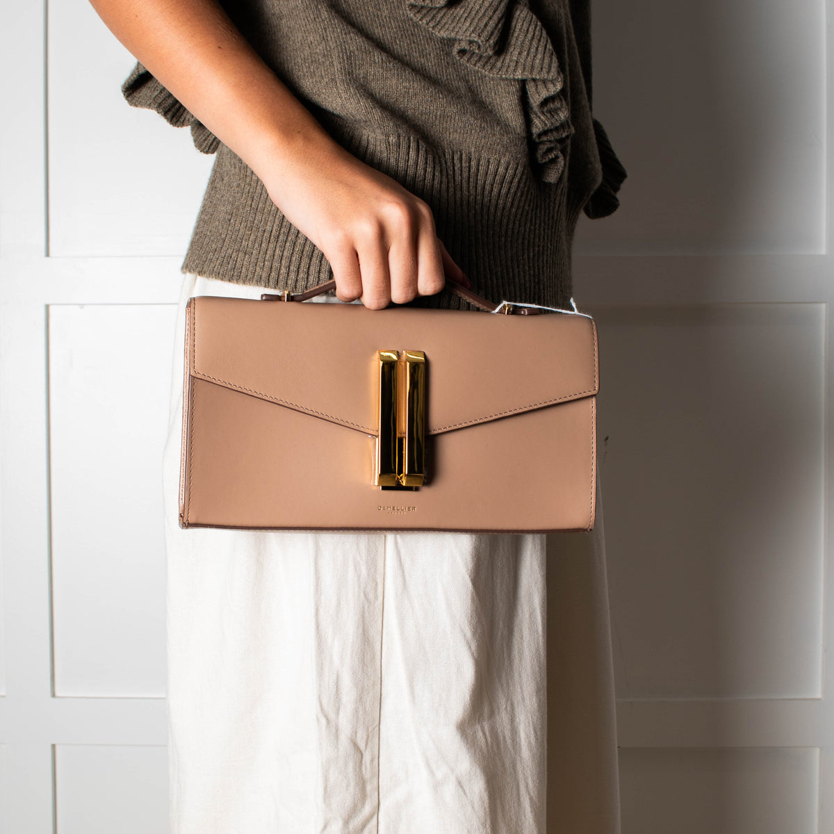 Demellier Dark Taupe Vancouver Clutch Bag