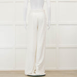 Halpern White Sequin Side Zip Wide Leg Trousers