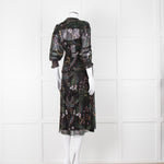 Ba & Sh Black Multi Colour Floral Sheer Long Sleeve Dress With Slip