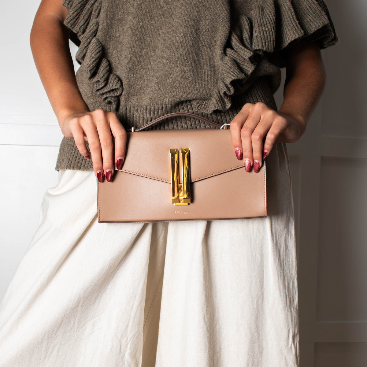 Demellier Dark Taupe Vancouver Clutch Bag