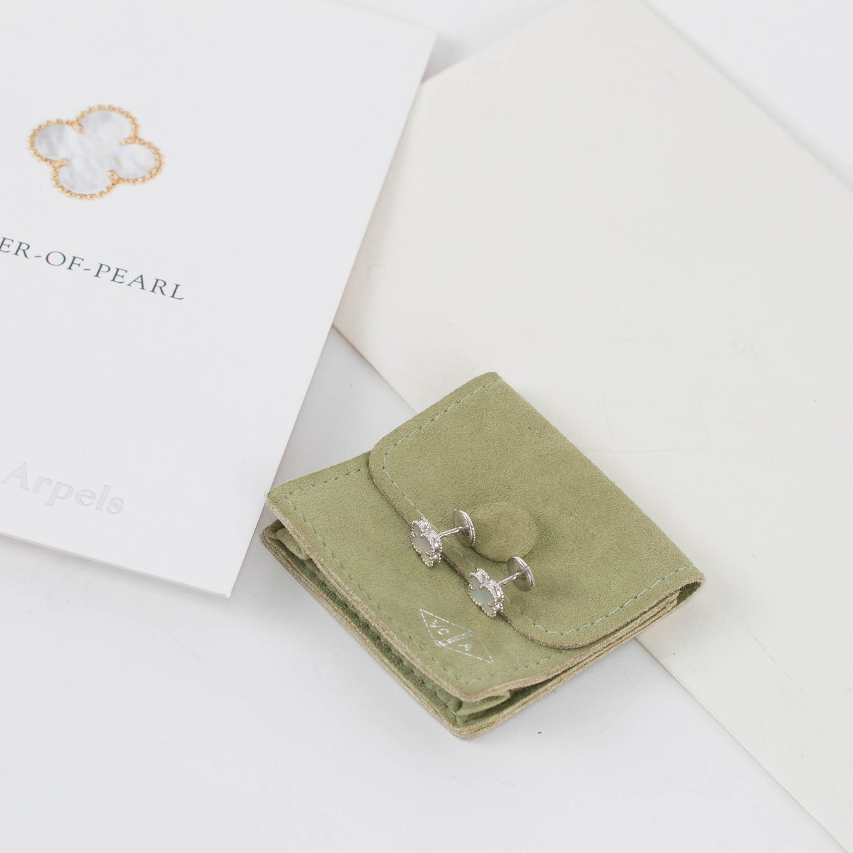 Van Cleef & Arpels 18ct White Gold Mother Of Pearl Sweet Alhambra Earstuds